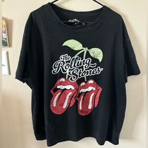 The Rolling Stones Black Tee with White Script